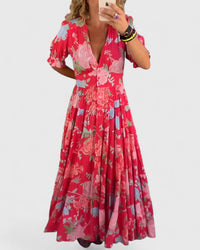 Minelda -Robe Fleurie Encolure V