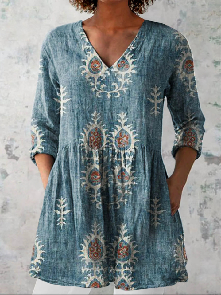 Elise - Chemise Longue Col en V