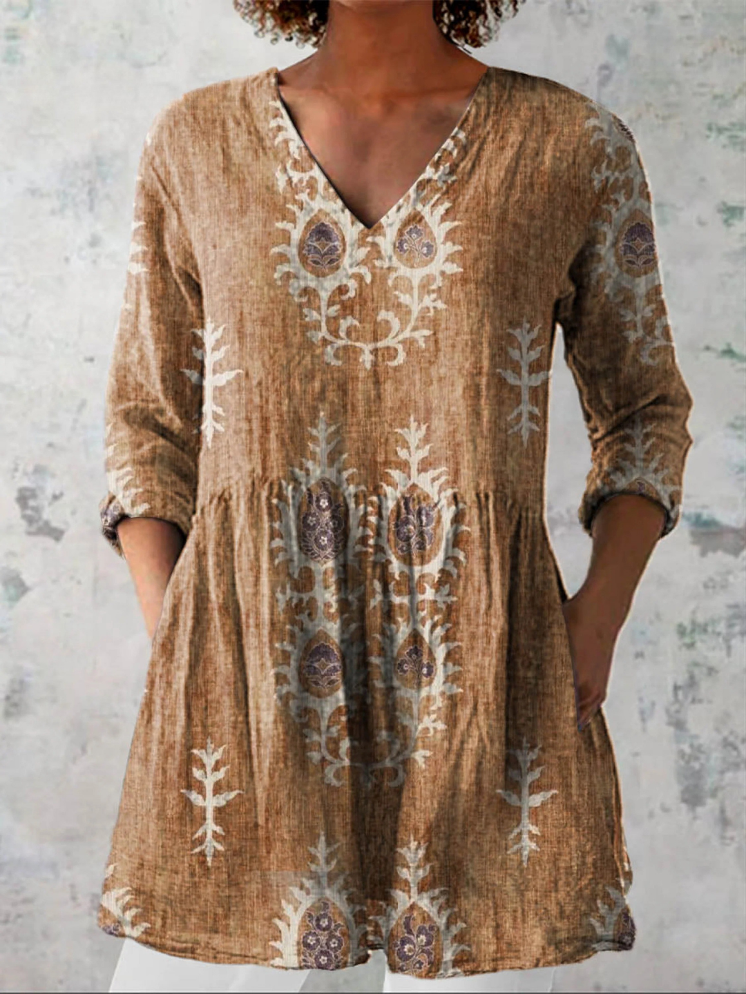Elise - Chemise Longue Col en V