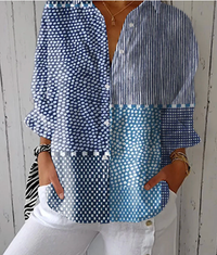 Pamela – Blouse patchwork côtière
