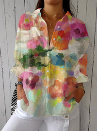 Caroline – Blouse florale effet aquarelle